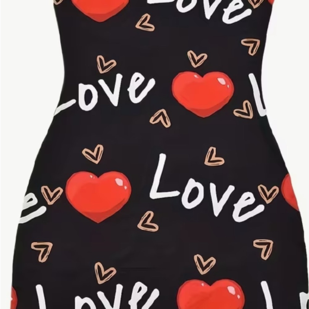 Black Love & Hearts Print Dress - Picture 2 of 2